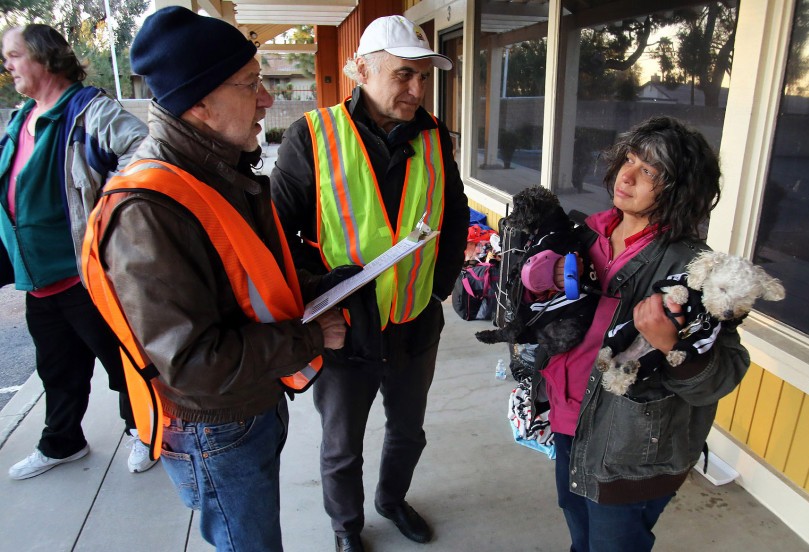 Homeless Count Staff Talking to Homeless Lady